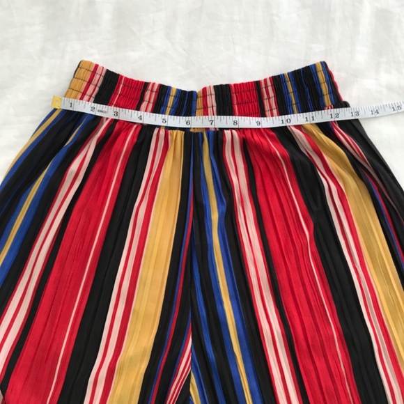 Wide Leg Stripe Pants S/M Red Yellow Black Blue - Picture 3 of 8